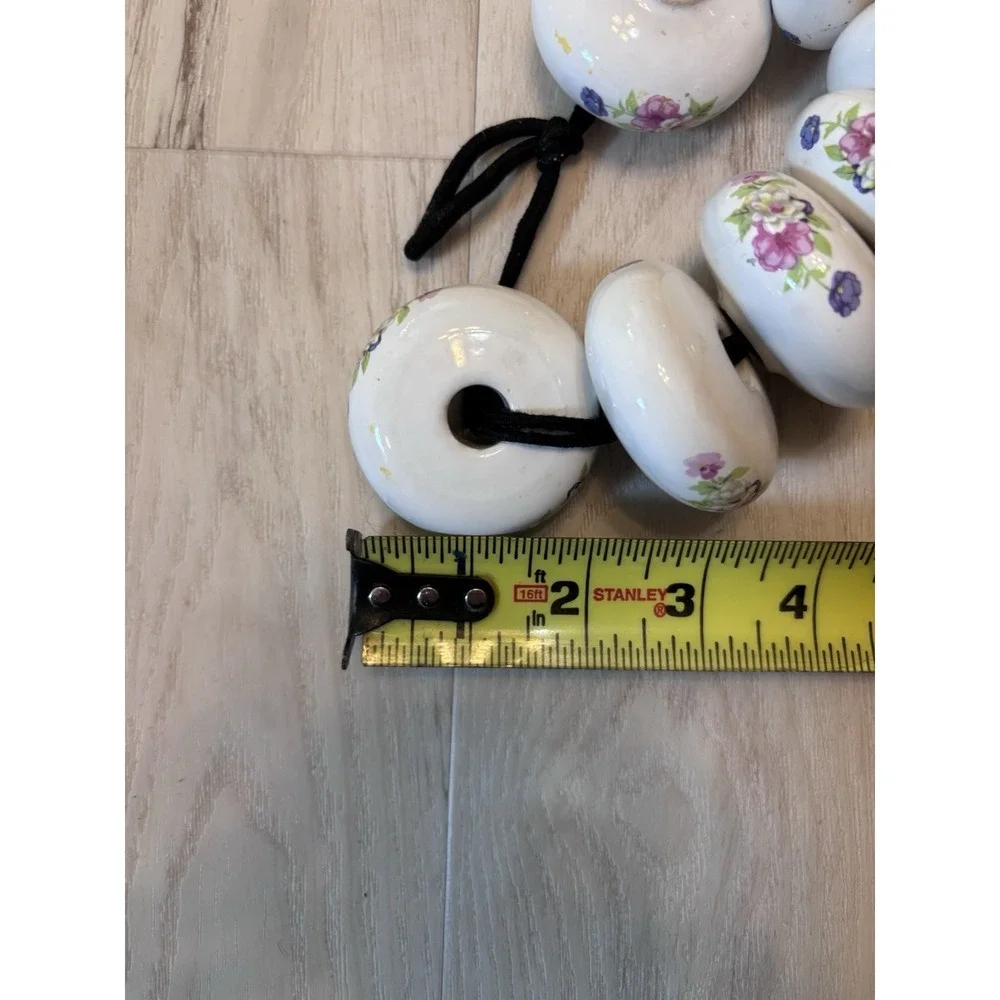 Vintage Porcelain Door Knobs‎ White With Floral Painted Design Set Of 7